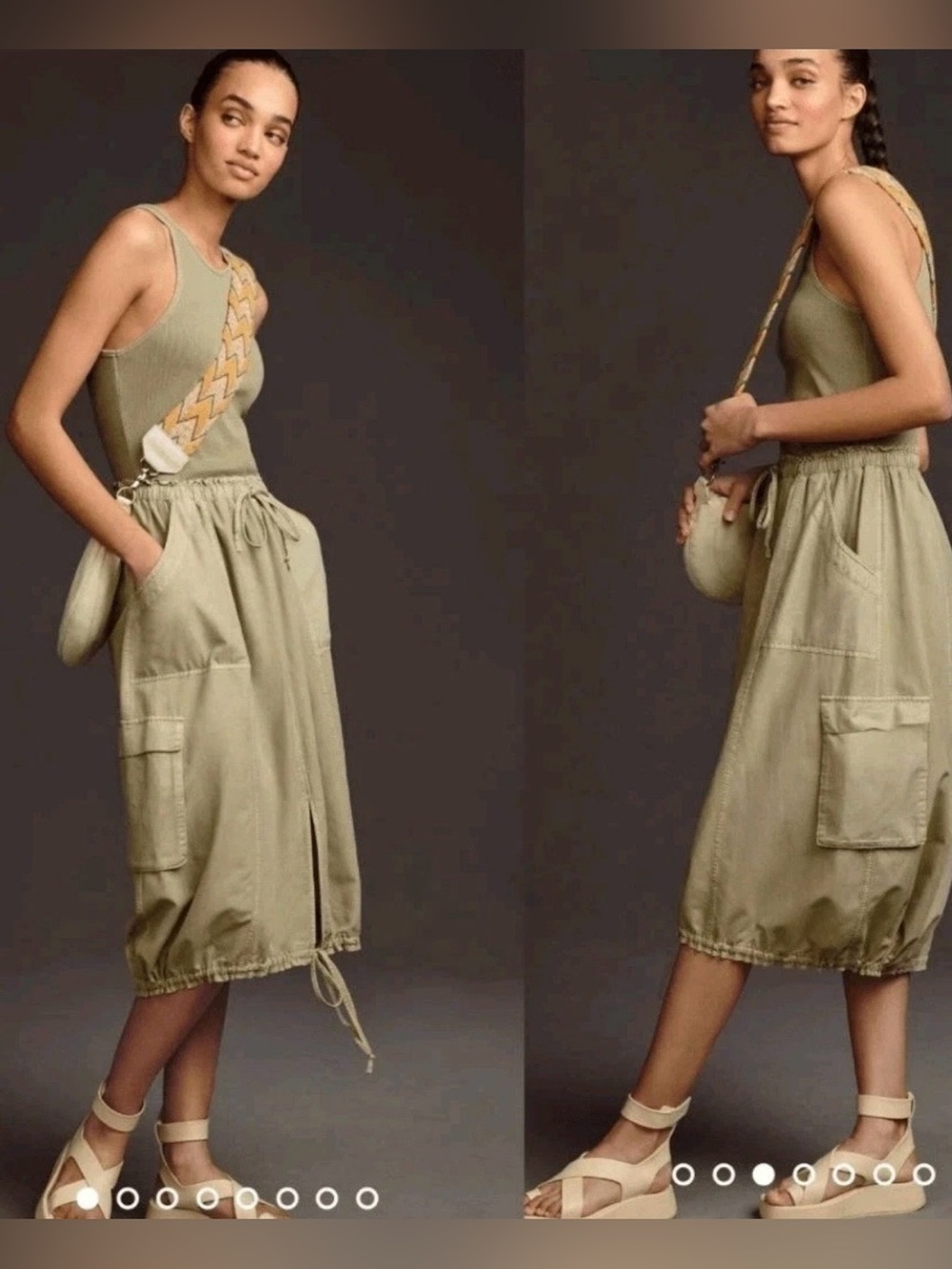 Daily Practice Anthropologie Be Bold Racerback Twofer Cargo Midi Dress - Picture 2 of 10